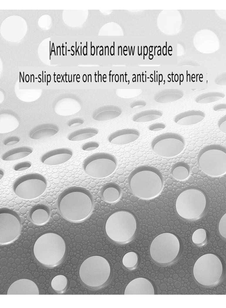 حمام حصيرة غير انزلاق مكافحة العفن مع ثقوب الصرف الكبيرة، المطاط حمام السجاد مع كوبات امتصاص قوية، مكافحة انزلاق دش حصيرة ناعمة TPE حوض الاستحمام الملحقات للآلة الغسيلة، 76 * 43 سم رمادي - Image 5